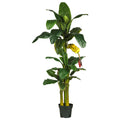 6' Triple Stalk Banana Tree by Nearly Natural in Green