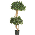 4' Sweet Bay Double Ball Topiary Tree w/1036 Lvs by Nearly Natural in Green