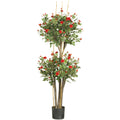 5' Mini Rose Tree w/2080 Lvs by Nearly Natural in Red