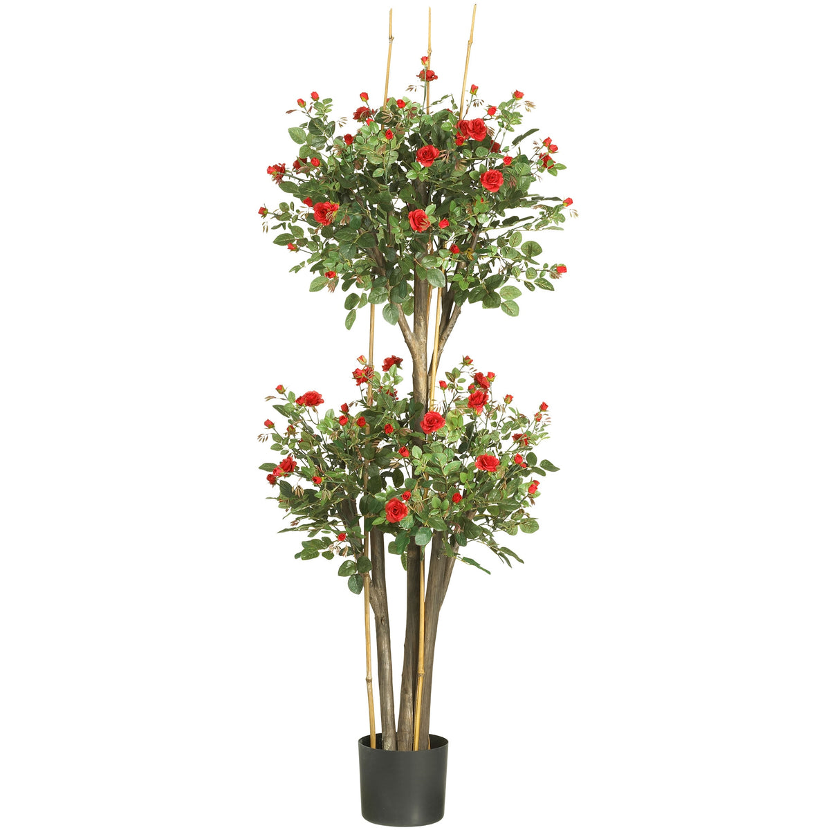 5' Mini Rose Tree w/2080 Lvs by Nearly Natural in Red