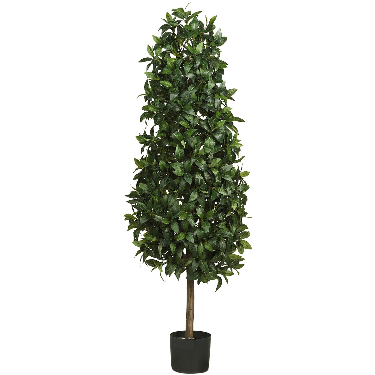 5' Sweet Bay Pyramid Tree w/1628 Lvs by Nearly Natural in Green