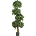 69" Sweet Bay Topiary w/4 Balls Tree w/2664 Lvs by Nearly Natural in Green