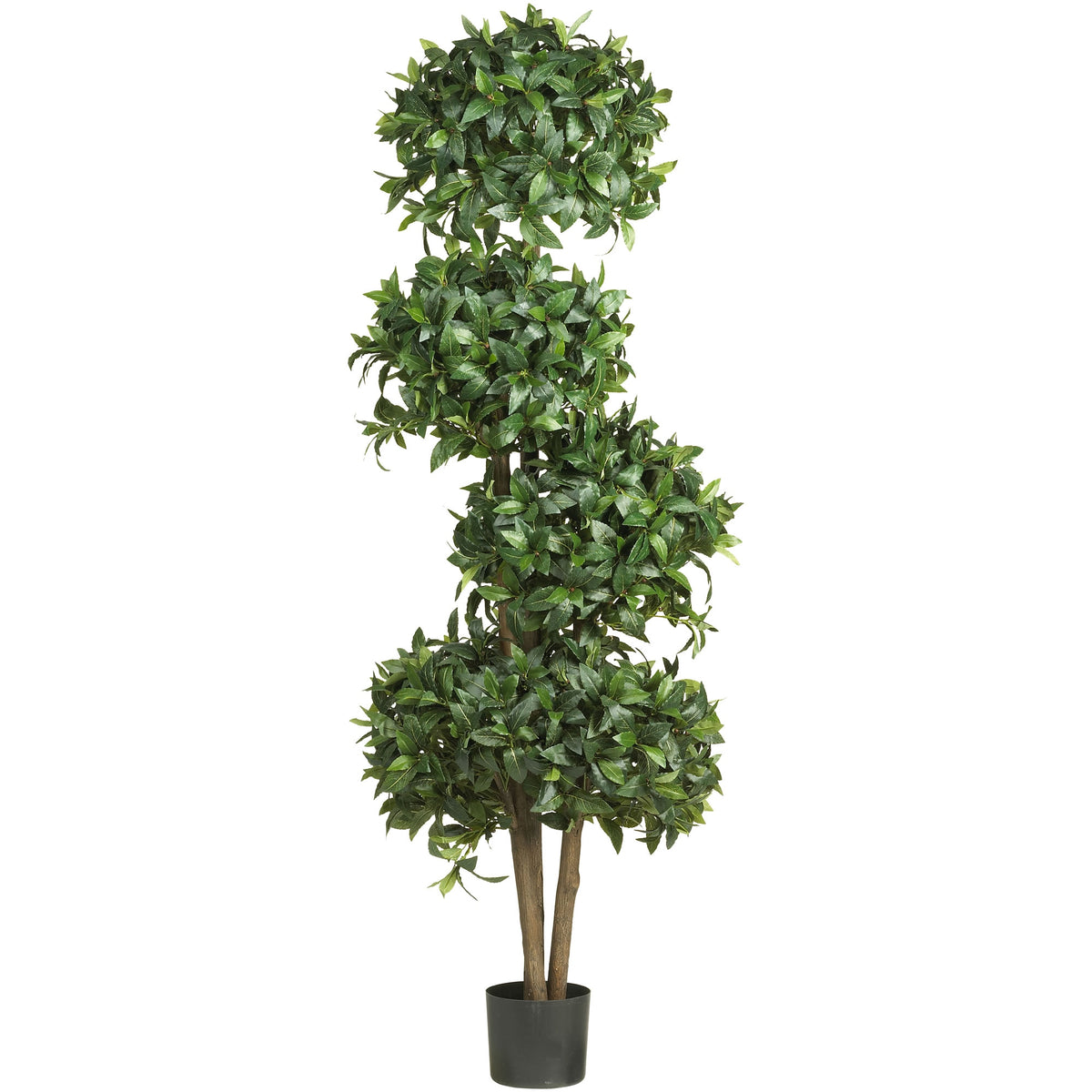 69" Sweet Bay Topiary w/4 Balls Tree w/2664 Lvs by Nearly Natural in Green