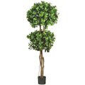 5.5' Eucalyptus Double Ball Topiary Tree w/1989 Lvs by Nearly Natural in Green