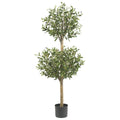 4.5' Olive Double Topiary Tree w/1794 Lvs by Nearly Natural in Green