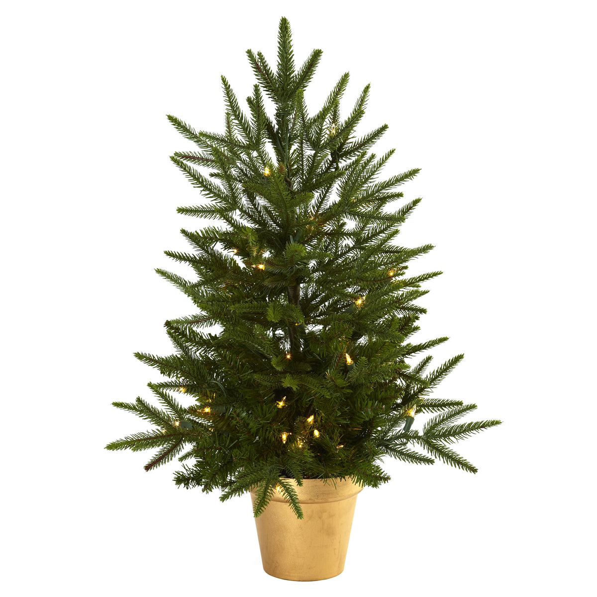 2.5' Christmas Tree w/Decorative Planter 50 Clear Lights & 119 Tips by Nearly Natural