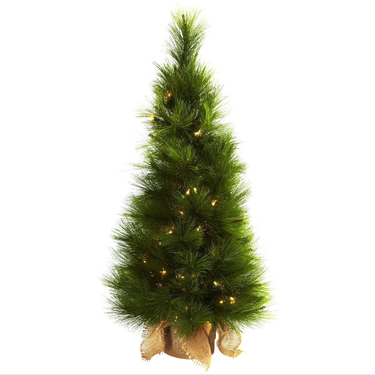 3' Christmas Tree w/Burlap Bag 50 Clear Lights & 71 Tips by Nearly Natural