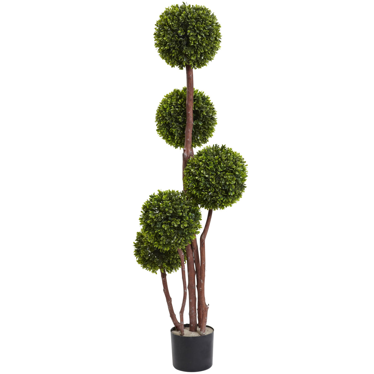 4'  Boxwood Topiary (Twotone Green) x 5 w/420 Lvs by Nearly Natural