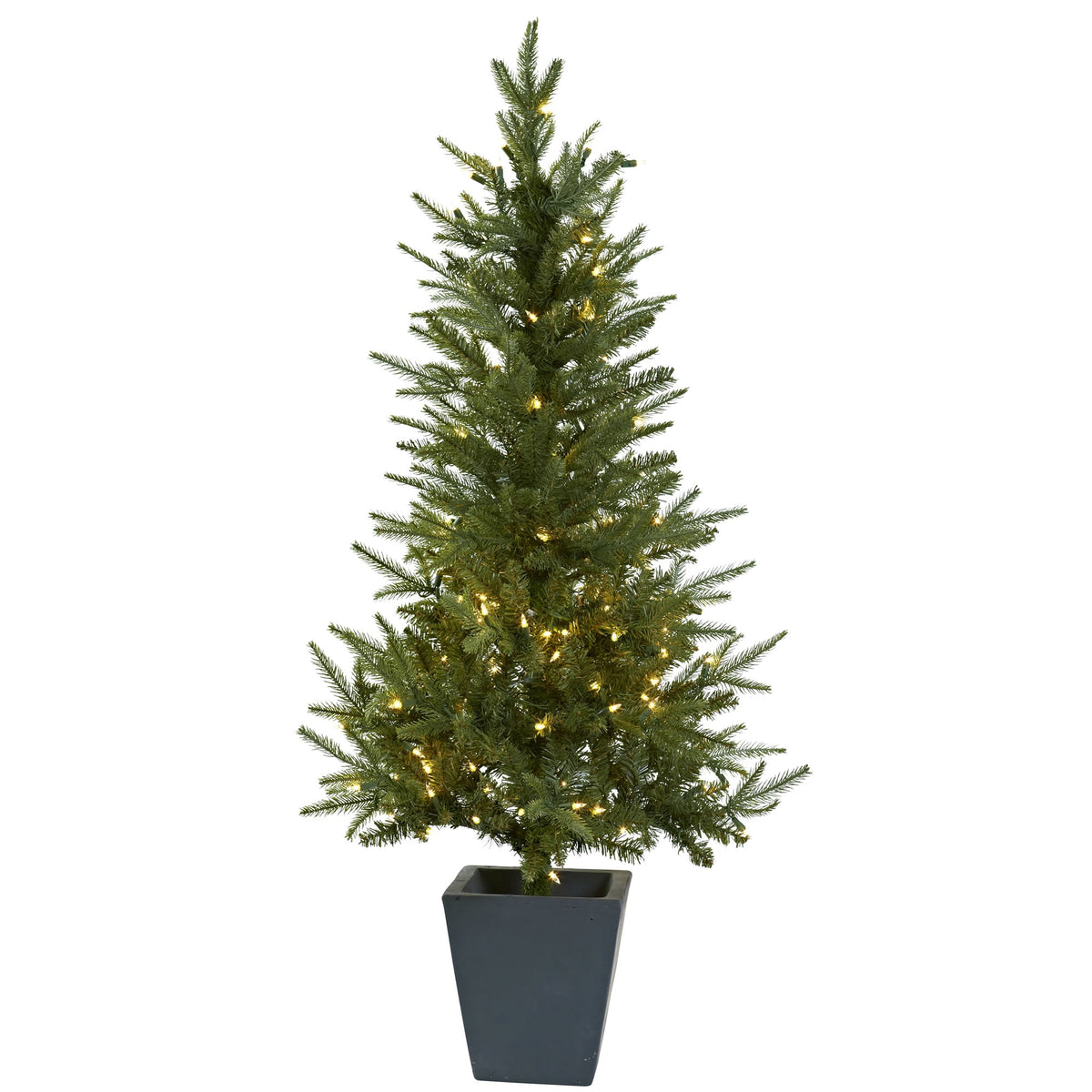 4.5' Christmas Tree w/Planter 275 Tips & 150 Clear Lights by Nearly Natural