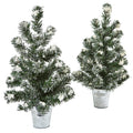 18" Snowy Pine Tree with Tin (Set of 2) by Nearly Natural