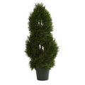 3' Double Pond Cypress Spiral Topiary UV Re(Indoor/Outdoor) by Nearly Natural