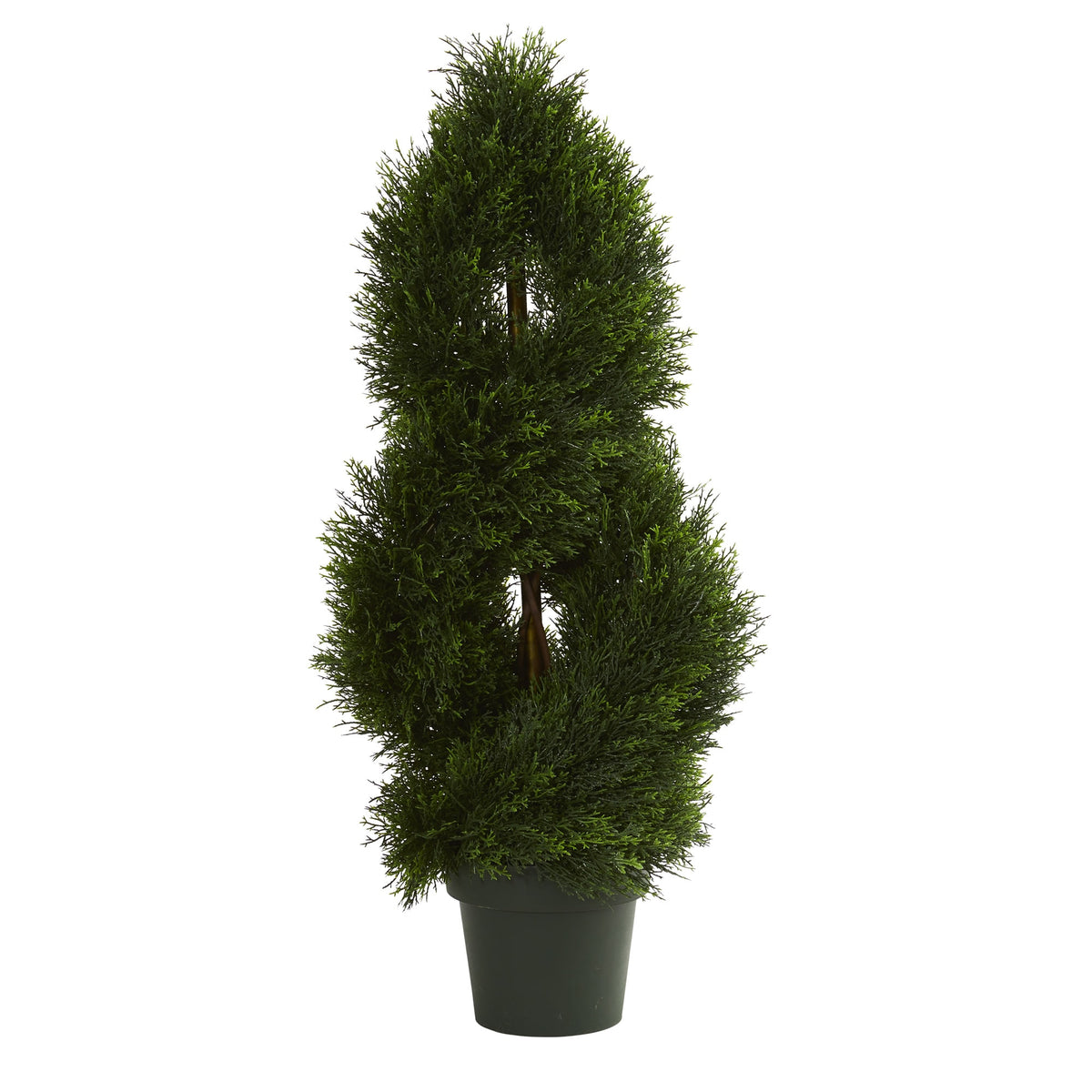 3' Double Pond Cypress Spiral Topiary UV Re(Indoor/Outdoor) by Nearly Natural