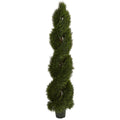 6' Double Pond Cypress Spiral Top UV Res (Indoor/Outdoor) by Nearly Natural