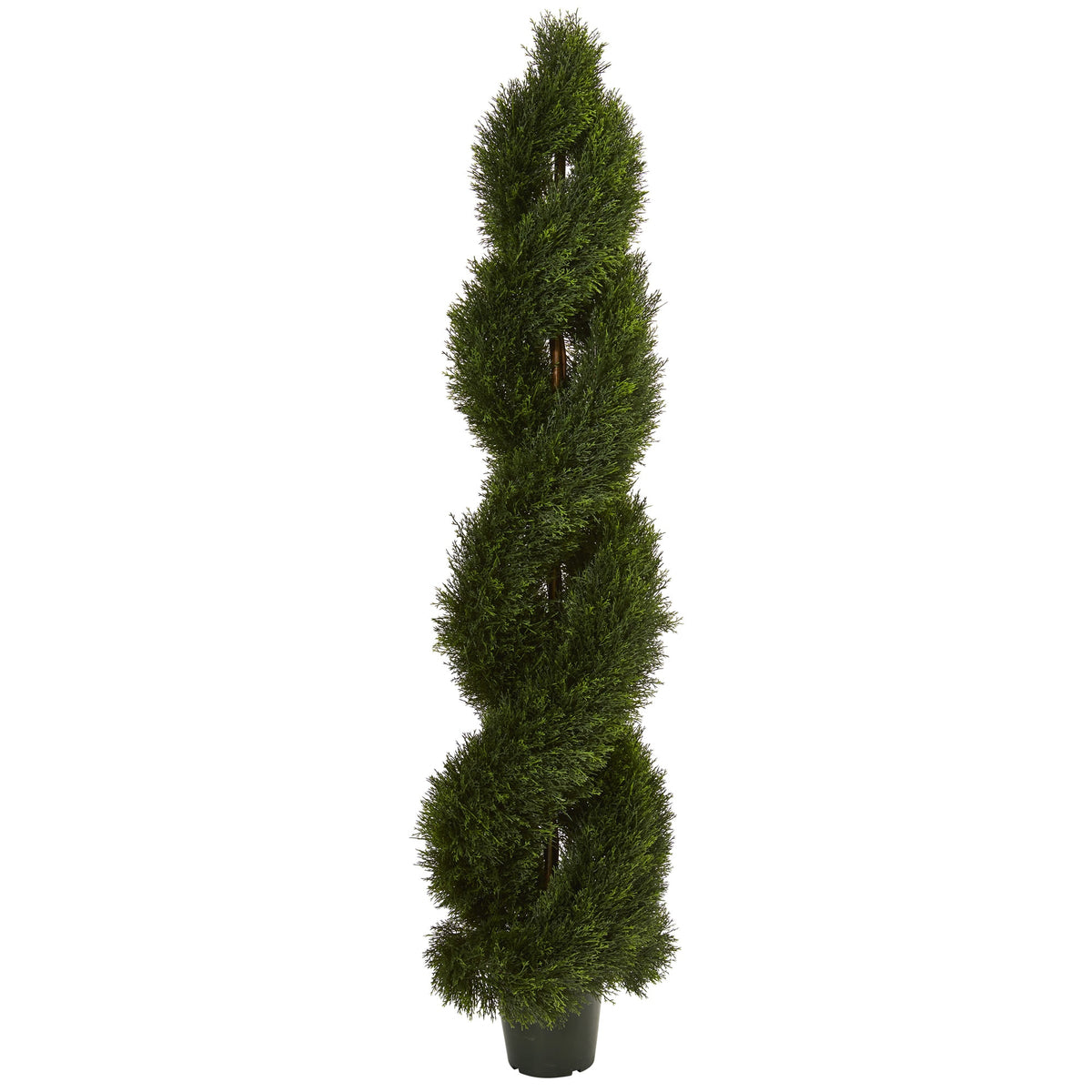 6' Double Pond Cypress Spiral Top UV Res (Indoor/Outdoor) by Nearly Natural