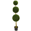 5.5' Triple Boxwood Topiary UV Resistant (Indoor/Outdoor) by Nearly Natural