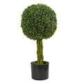 2' Boxwood Ball Woven Trunk UV Resistant (Indoor/Outdoor) by Nearly Natural