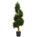 4.5' Spiral Cypress Tree UV Resistant (Indoor/Outdoor) by Nearly Natural