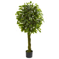 4' Ficus Tree with Braided Trunk UV Resist (Indoor/Outdoor) by Nearly Natural