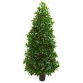 5' Bay Leaf Cone Topiary Tree UV Resistant (Indoor/Outdoor) by Nearly Natural