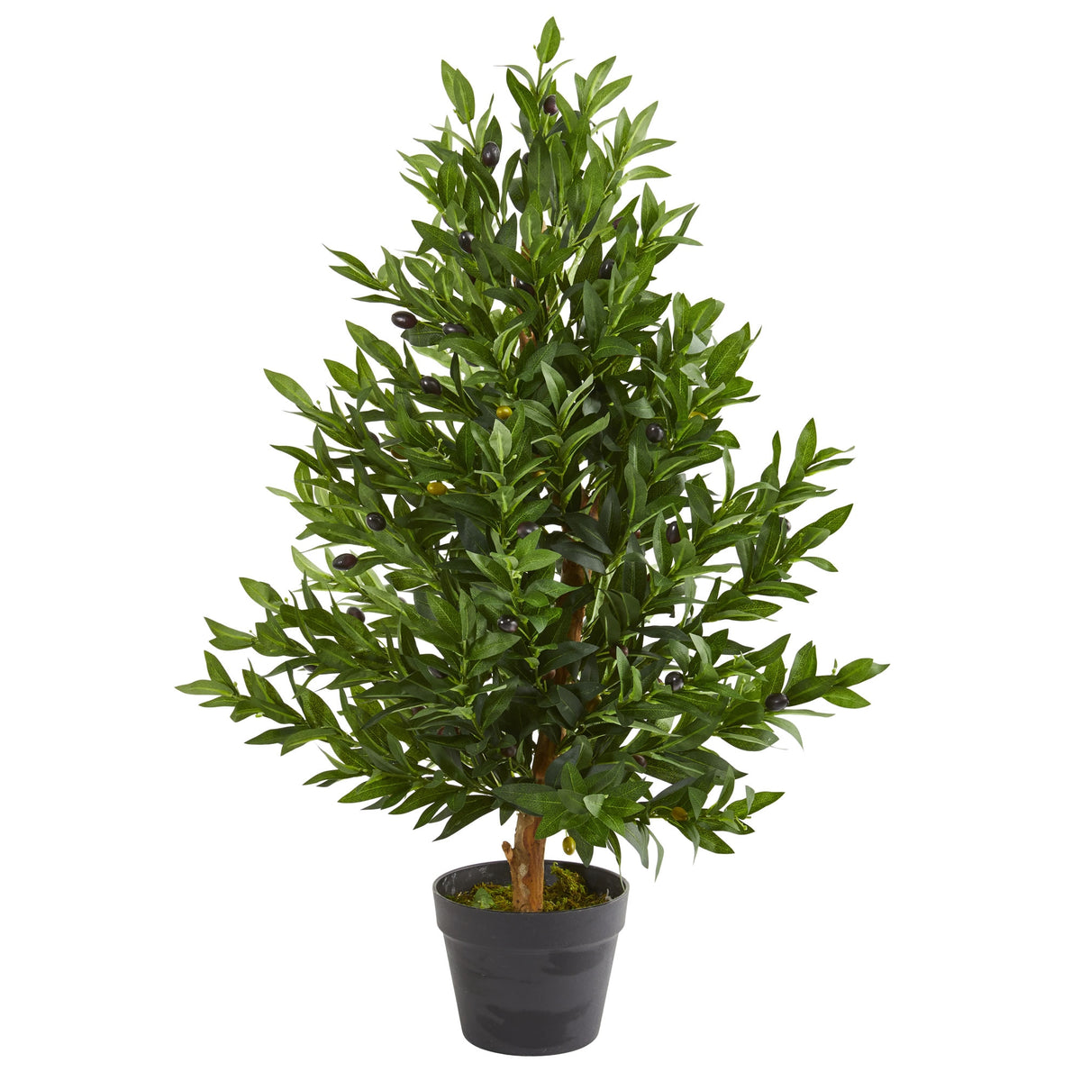 35" Olive Cone Topiary Tree UV Resistant (Indoor/Outdoor) by Nearly Natural