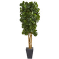 7.5' Fiddle Leaf Artificial Tree in Slate Planter by Nearly Natural