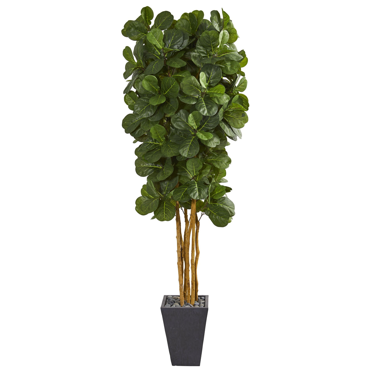 7.5' Fiddle Leaf Artificial Tree in Slate Planter by Nearly Natural