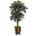 6' Double Sago Palm Artificial Tree in Designer Planter by Nearly Natural