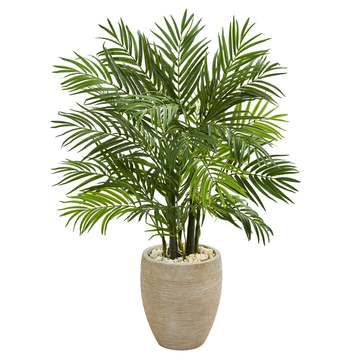 4' Areca Palm Artificial Tree in Sand Colored Planter by Nearly Natural
