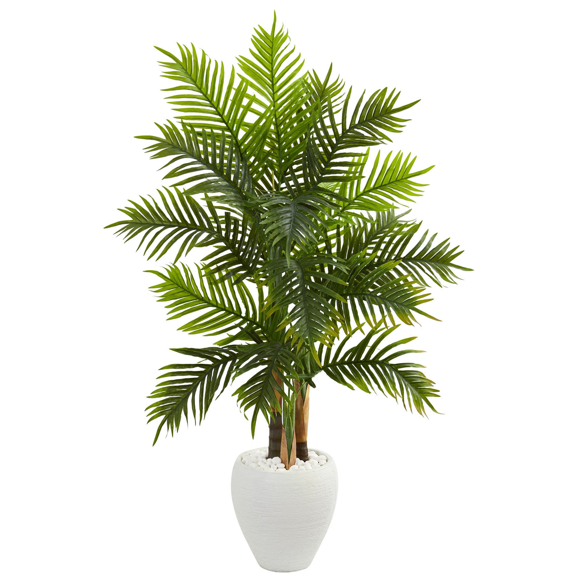 5' Areca Palm Artificial Tree in White Planter (Real Touch) by Nearly Natural