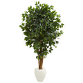 6' Ficus Artificial Tree in White Planter by Nearly Natural
