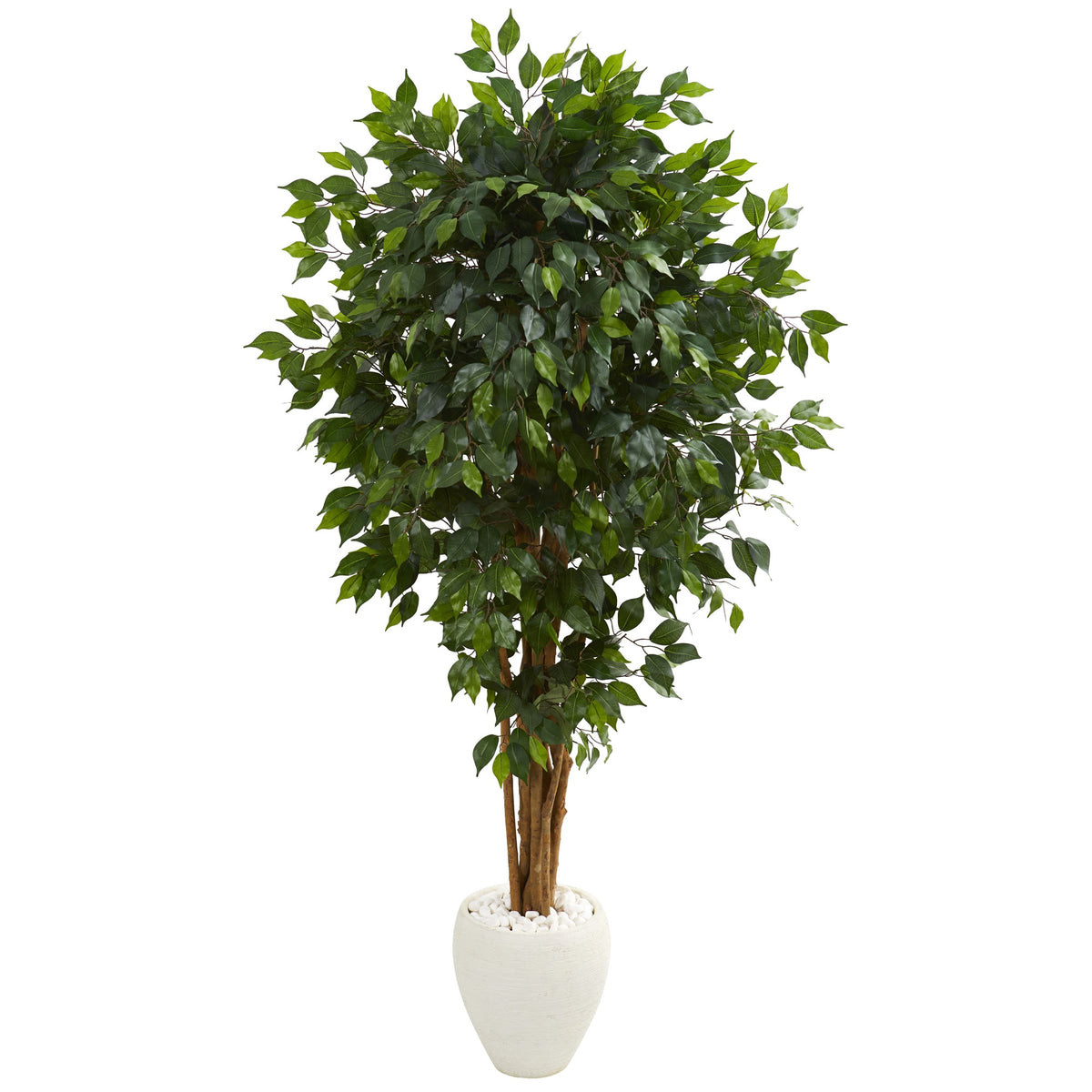 6' Ficus Artificial Tree in White Planter by Nearly Natural