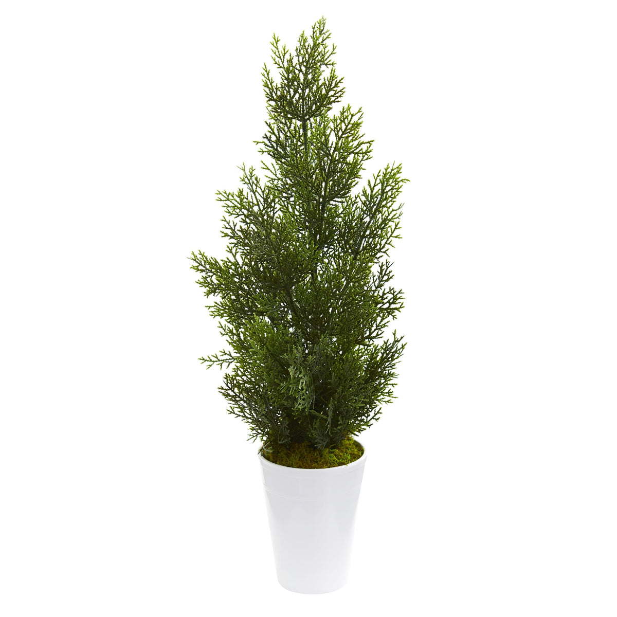 27" Mini Cedar Pine Tree in Planter (Indoor/Outdoor) by Nearly Natural in White