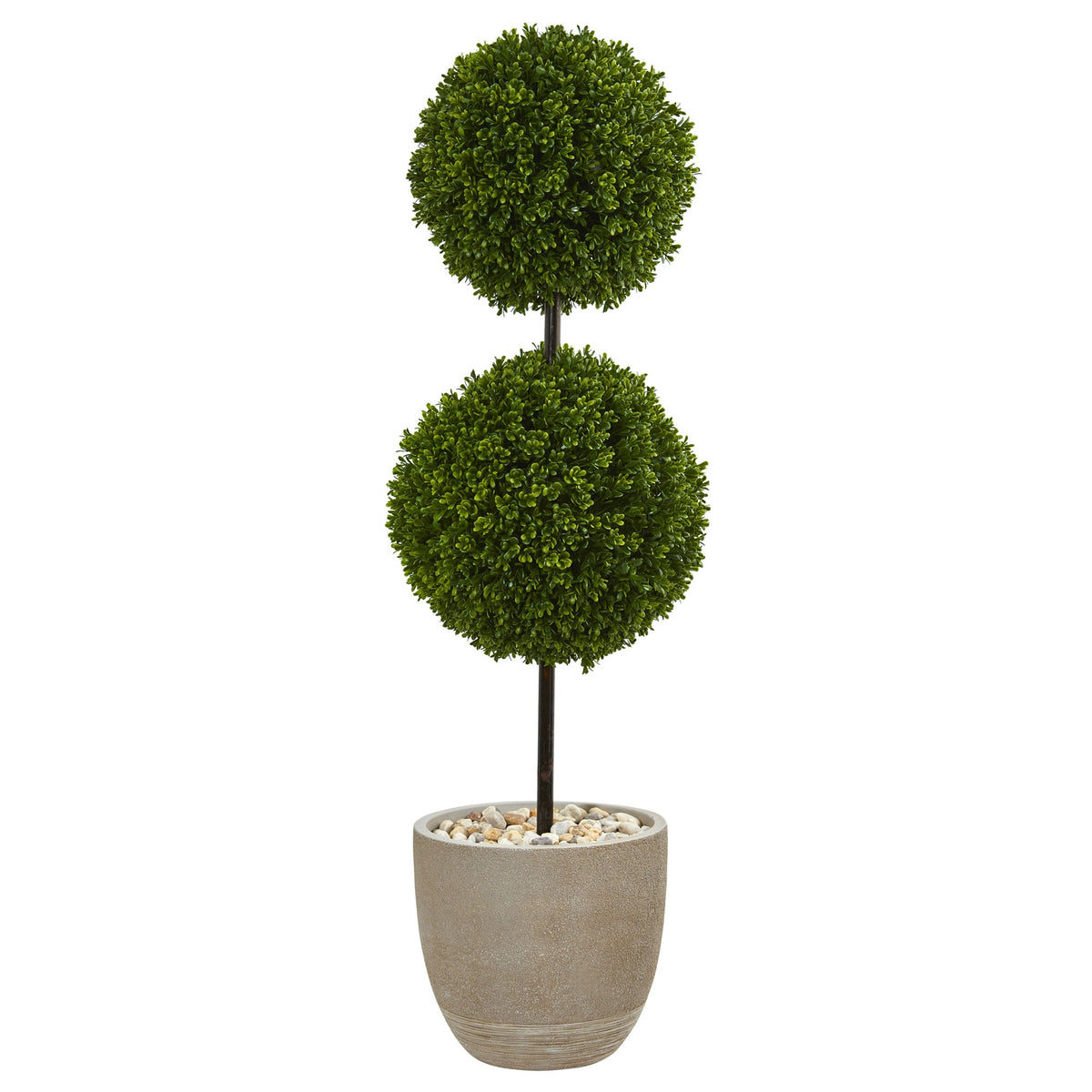 4' Boxwood Topiary Tree in Pot UV Resist (Indoor/Outdoor) by Nearly Natural