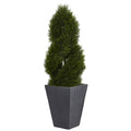 4' Cypress Tree in Slate Planter UV Res (Indoor/Outdoor) by Nearly Natural