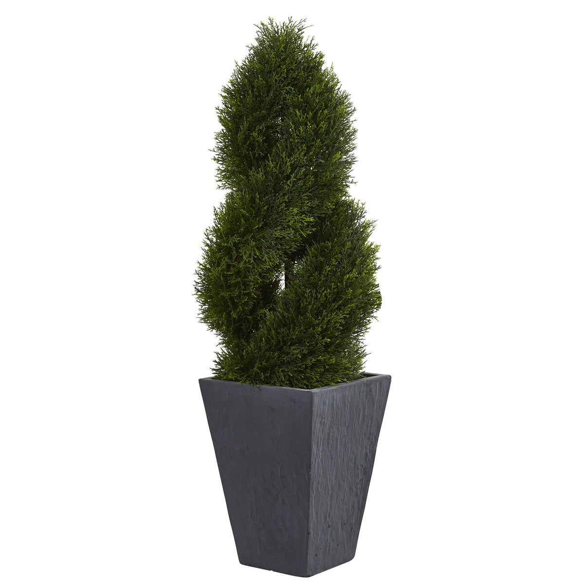 4' Cypress Tree in Slate Planter UV Res (Indoor/Outdoor) by Nearly Natural