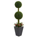 5' Double Boxwood Tree in Planter UV Res(Indoor/Outdoor) by Nearly Natural