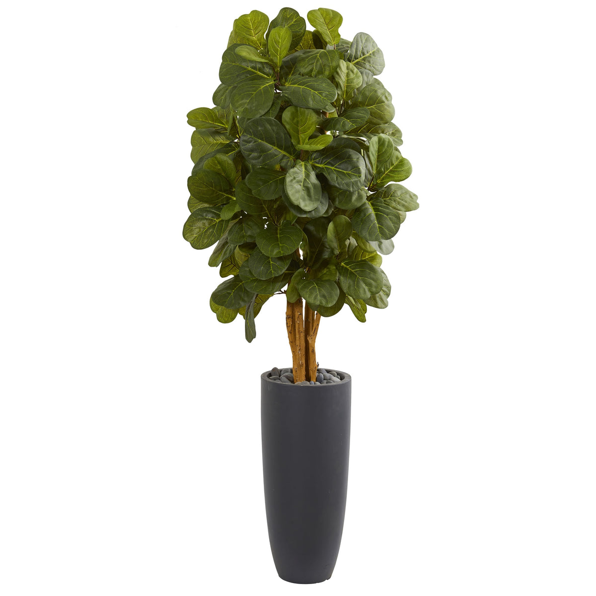 5.5' Fiddle Leaf Artificial Tree in Gray Cylinder Planter by Nearly Natural
