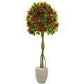 5.5' Bougainvillea Topiary Tree in Sand Colored Planter by Nearly Natural