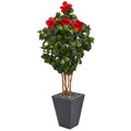 5' Hibiscus Artificial Tree in Slate Planter by Nearly Natural