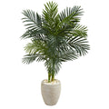 4.5' Golden Cane Palm Artificial Tree in Oval Planter by Nearly Natural