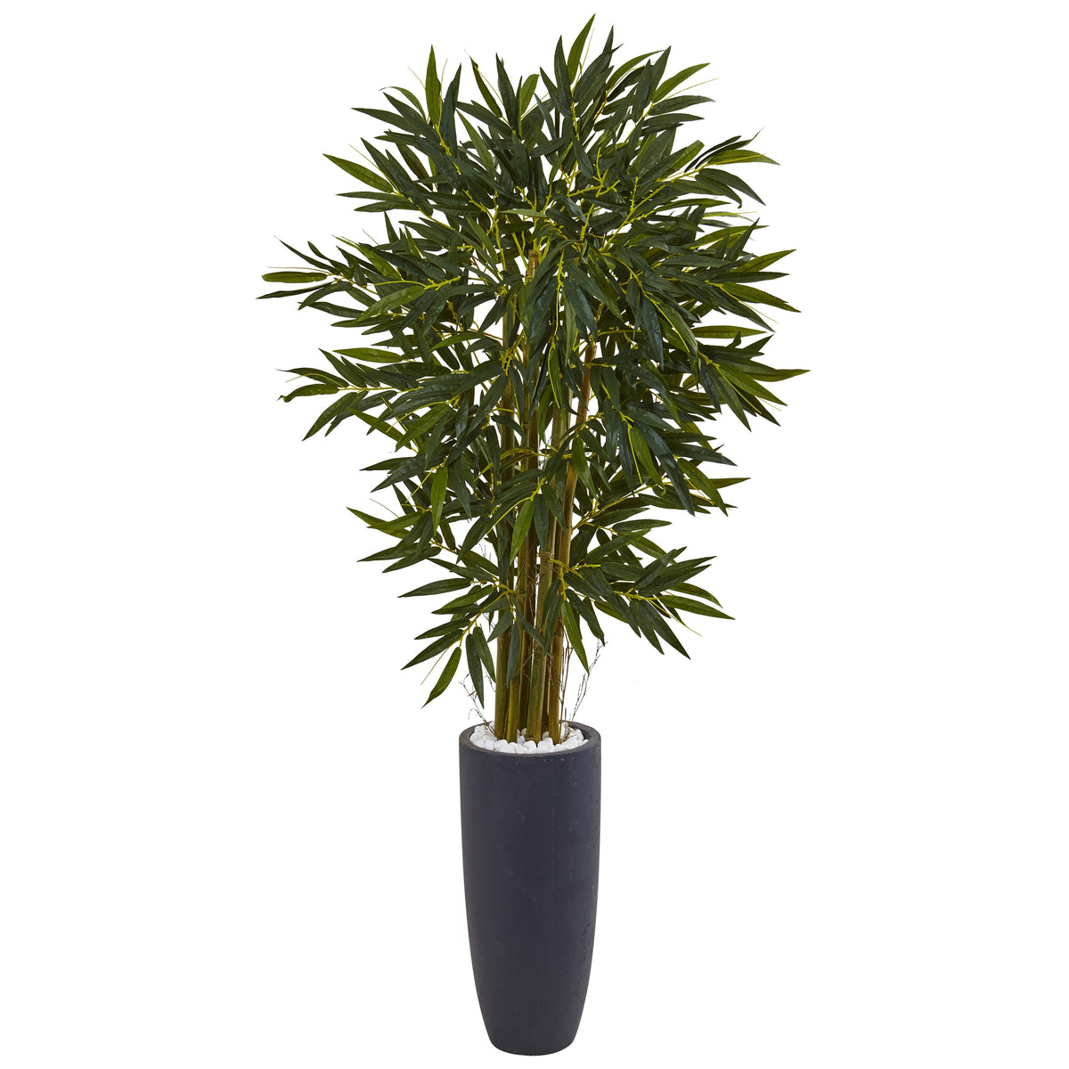 5.5' Bamboo Tree in Gray Cylinder Planter by Nearly Natural
