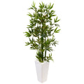 4.5' Bamboo Tree in White Tower Planter by Nearly Natural