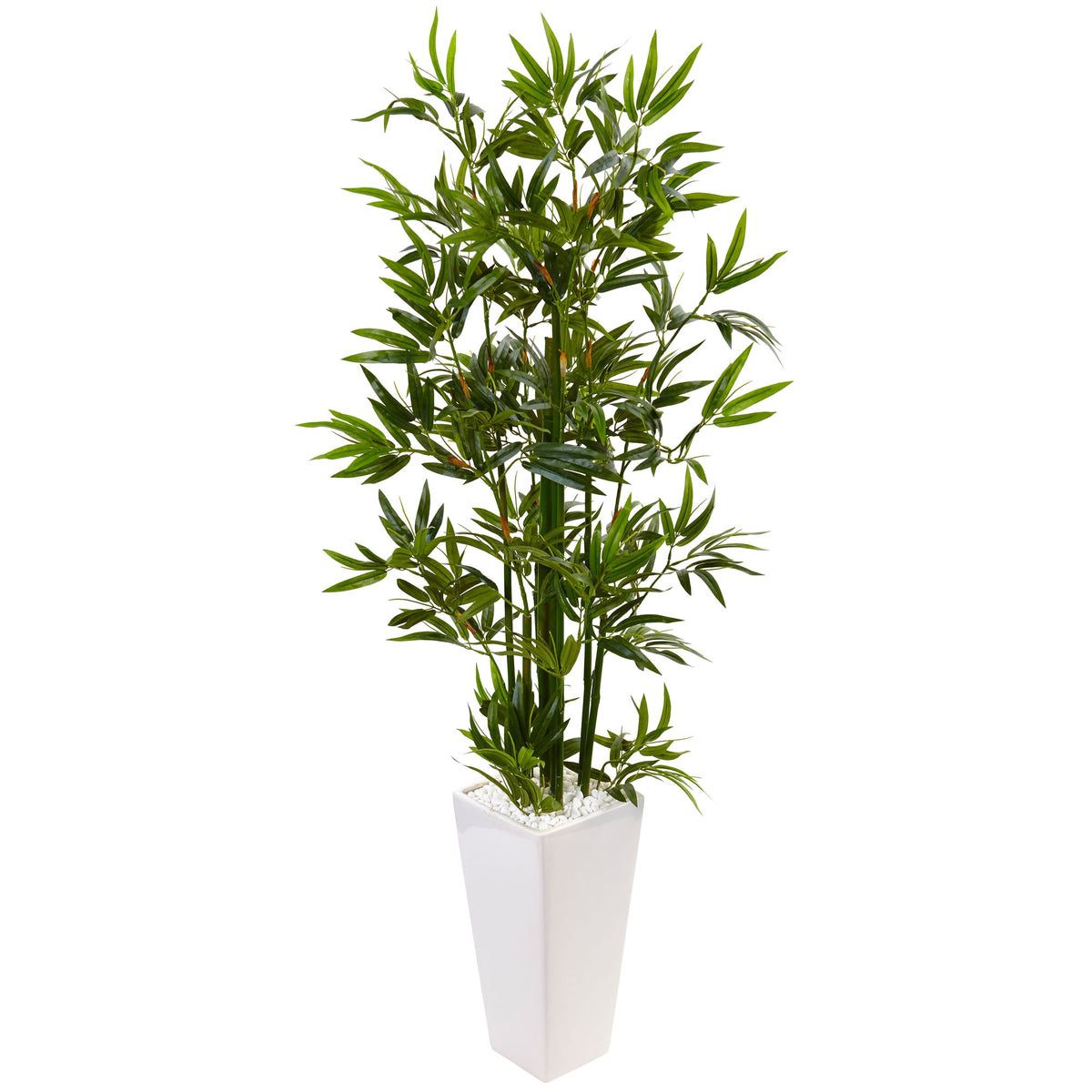 4.5' Bamboo Tree in White Tower Planter by Nearly Natural