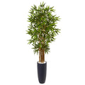 5' Bamboo Tree in Gray Cylinder Planter by Nearly Natural