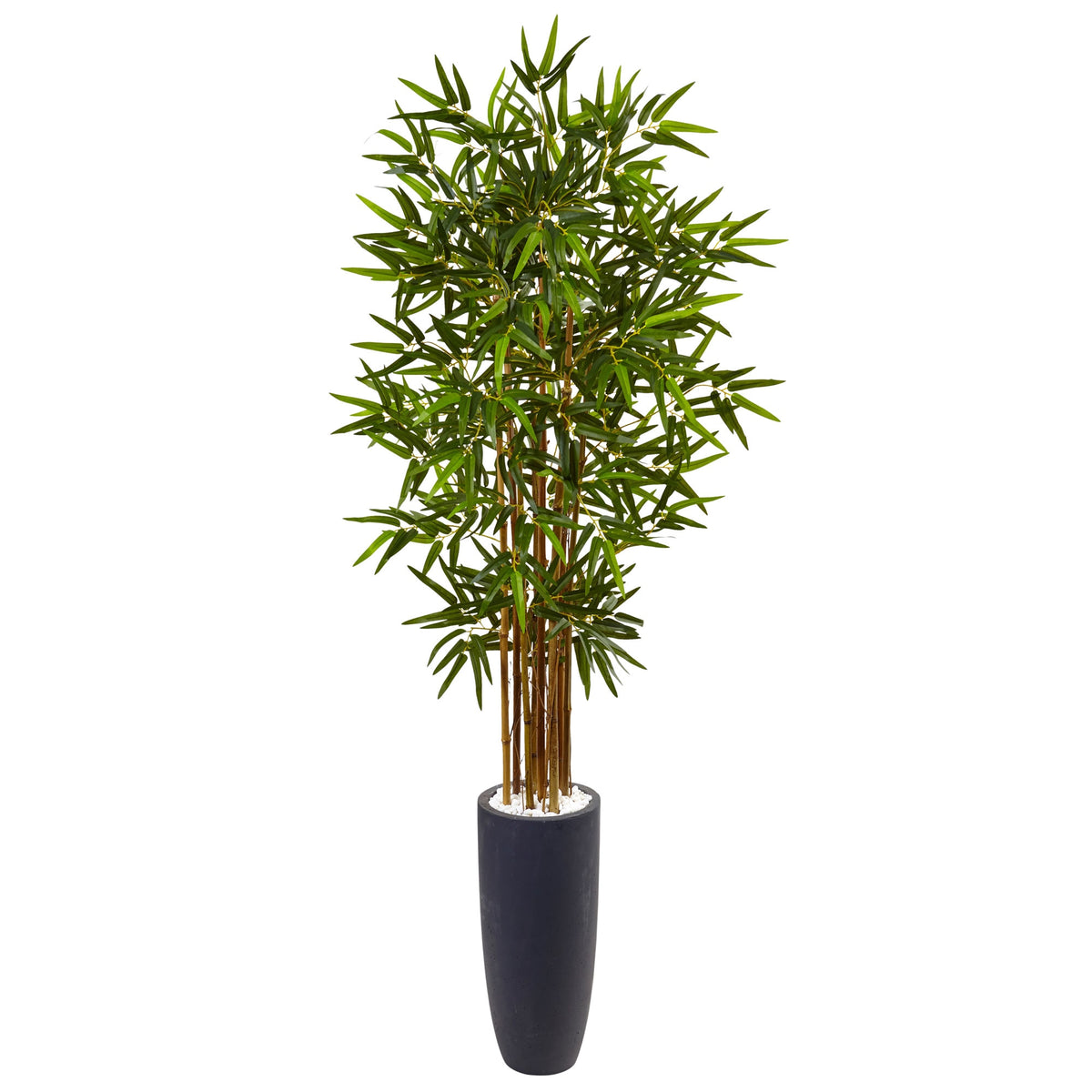 5' Bamboo Tree in Gray Cylinder Planter by Nearly Natural