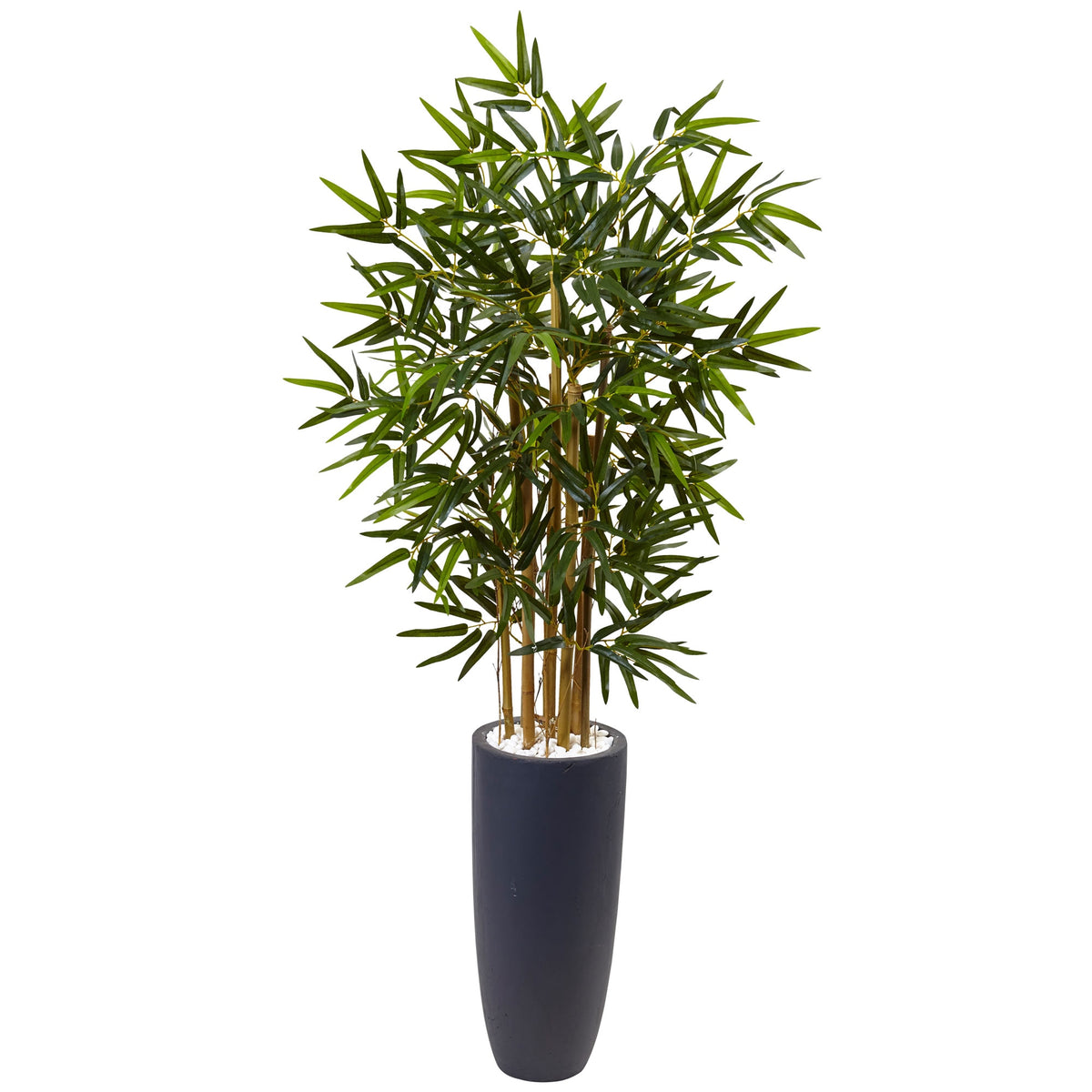 4' Bamboo Tree in Gray Cylinder Planter by Nearly Natural