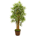 4.5' Bamboo Tree in Coiled Rope Planter by Nearly Natural