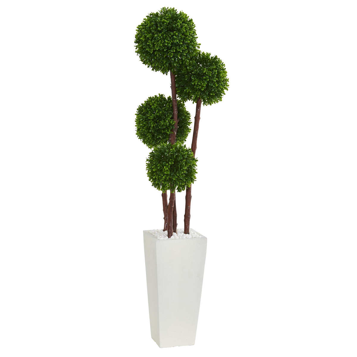 4' Boxwood Topiary in Planter UV Resistant (Indoor/Outdoor) by Nearly Natural