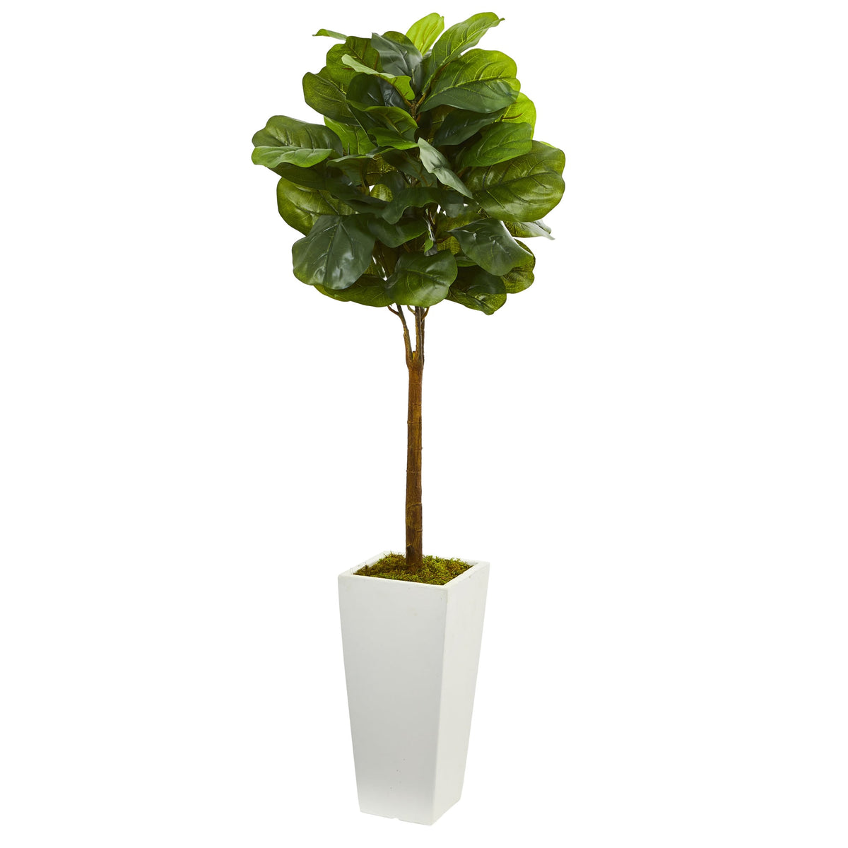 4' Fiddle Leaf Tree in White Tower Planter by Nearly Natural