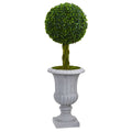 Braided Boxwood Tree in Urn UV Resistant (Indoor/Outdoor) by Nearly Natural